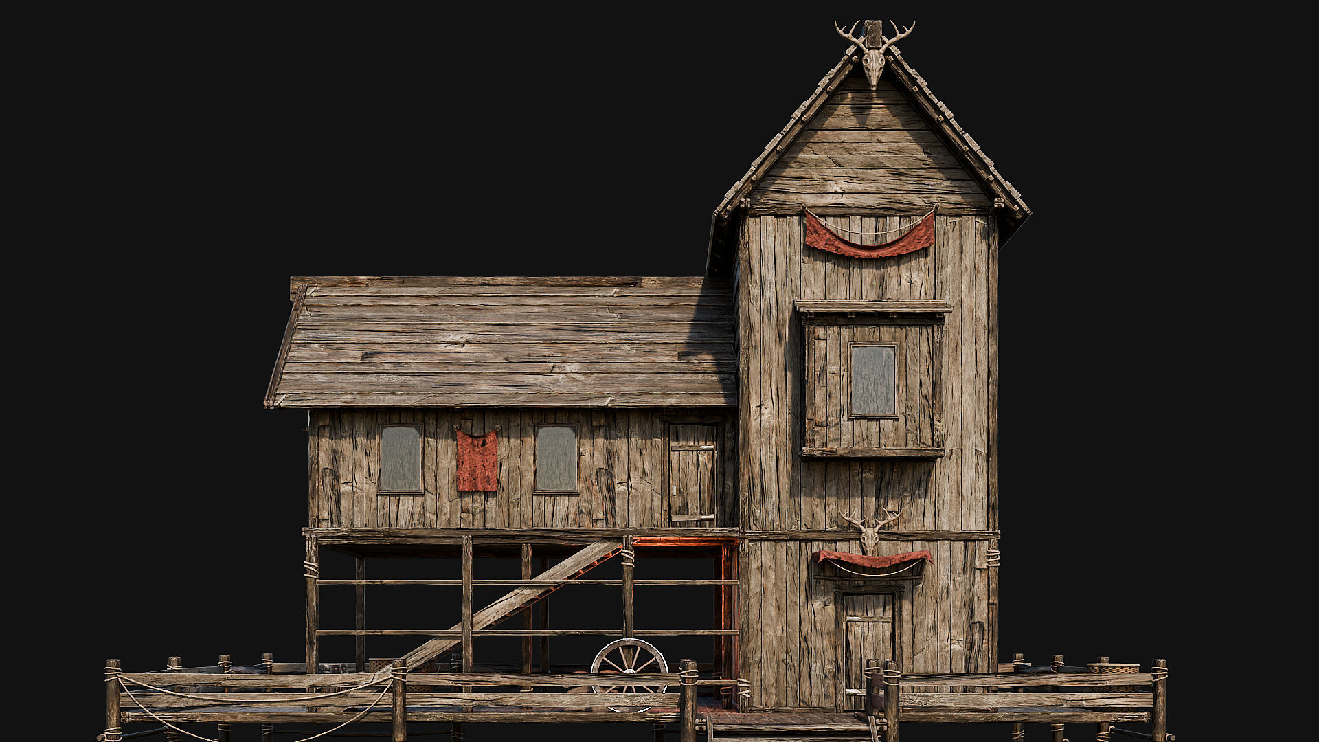 LAKE HOUSE 1 with INTERIORS 4K Low-poly 3D model_57