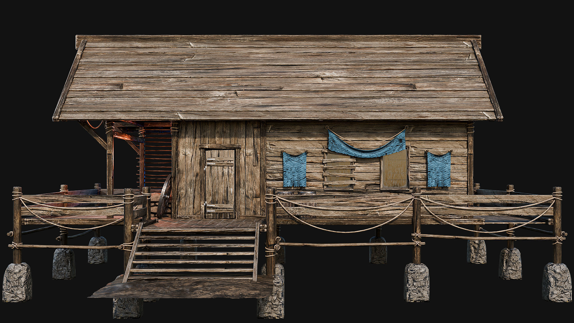 LAKE HOUSE 1 with INTERIORS 4K Low-poly 3D model_27