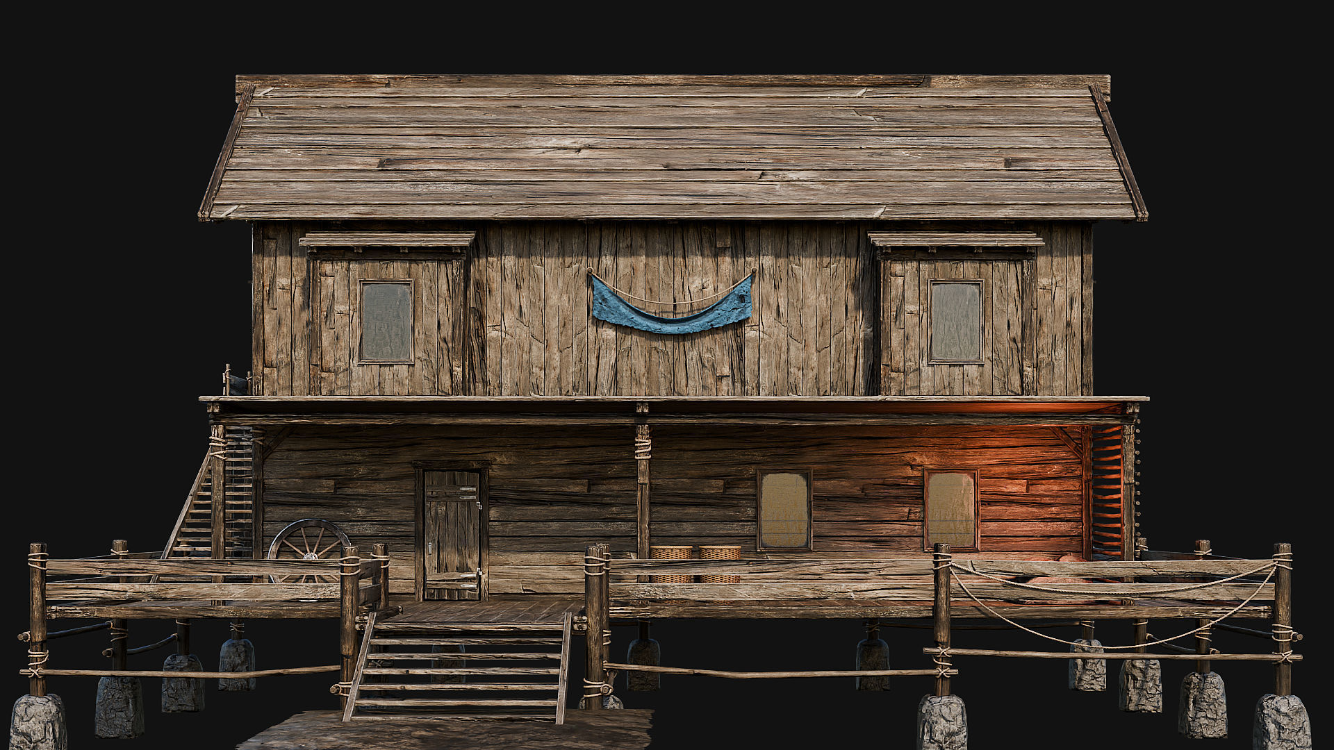 LAKE HOUSE 1 with INTERIORS 4K Low-poly 3D model_60