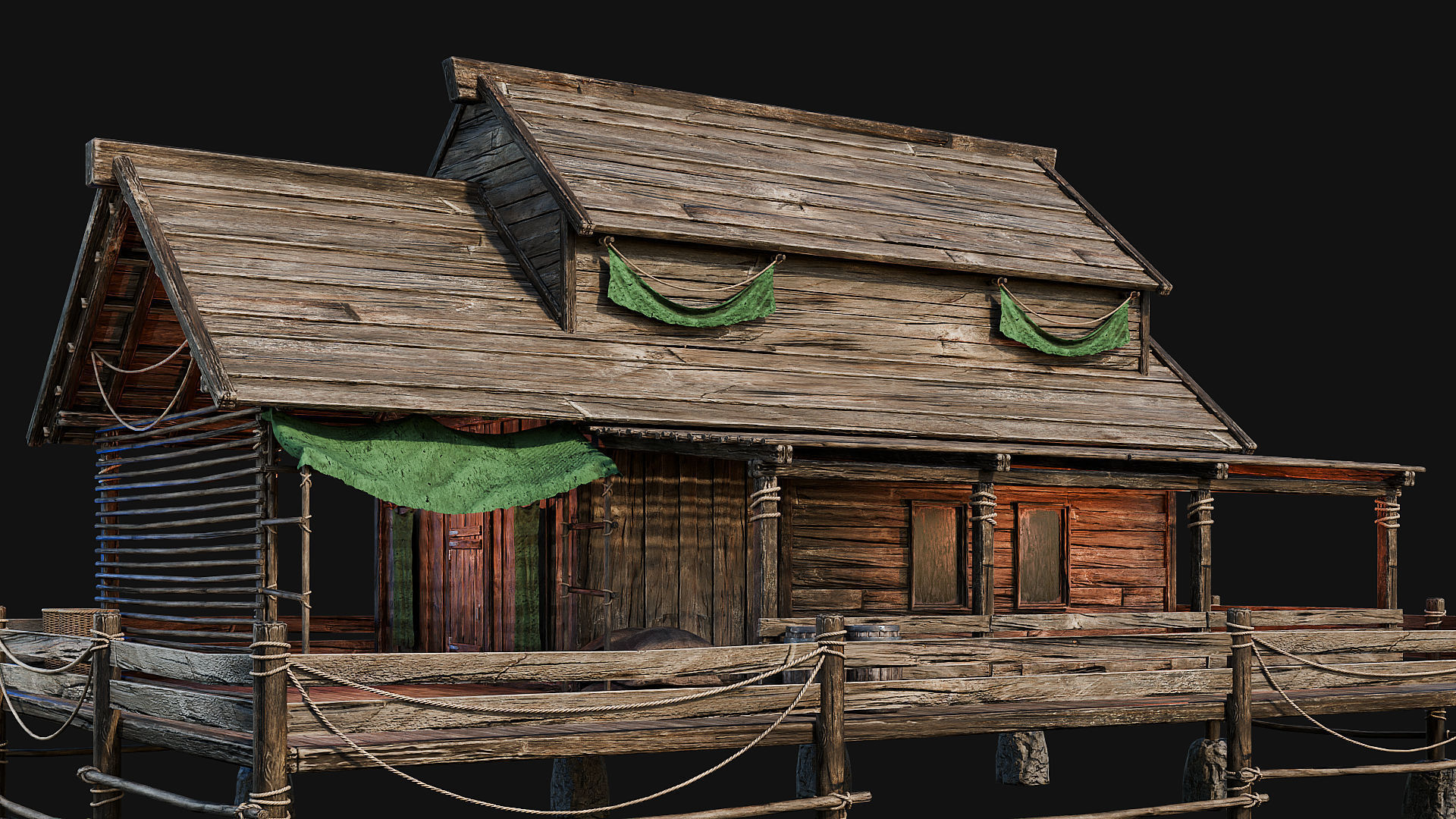 LAKE HOUSE 1 with INTERIORS 4K Low-poly 3D model_35