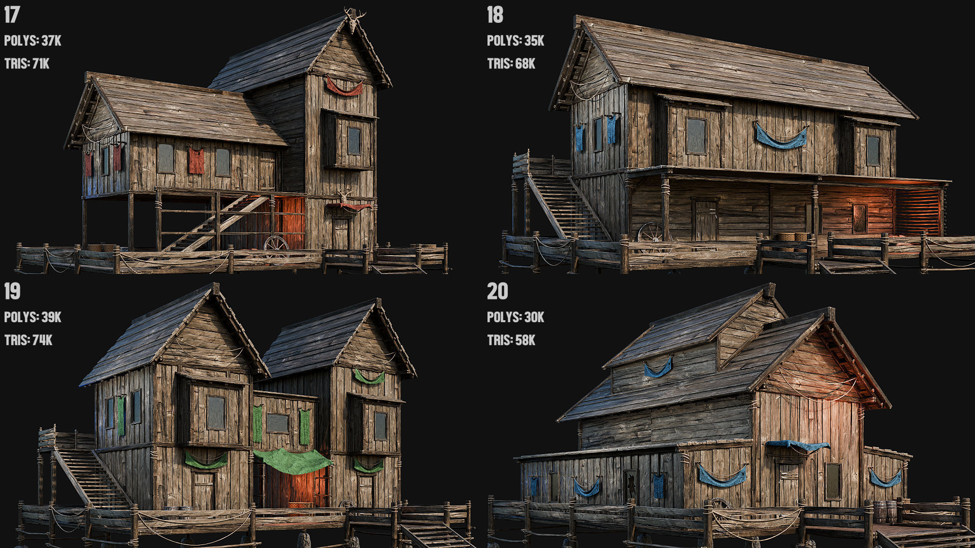 LAKE HOUSE 1 with INTERIORS 4K Low-poly 3D model_5