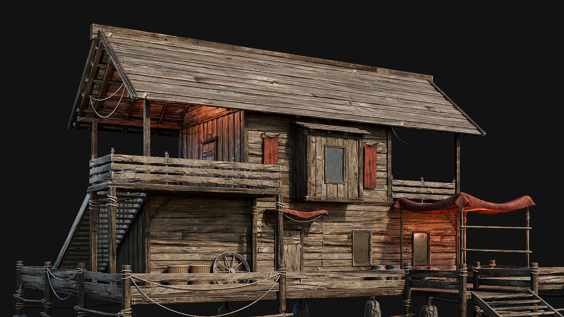 LAKE HOUSE 1 with INTERIORS 4K Low-poly 3D model_53