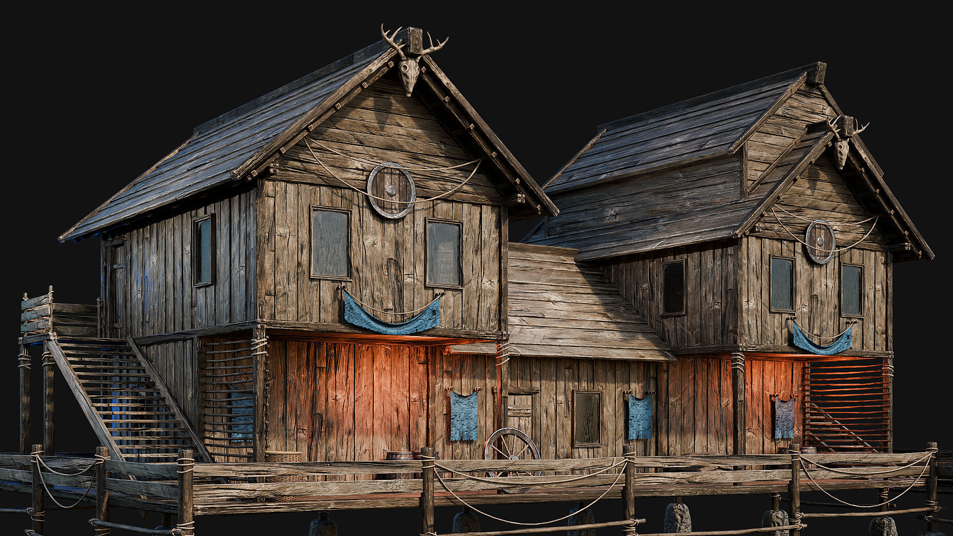 LAKE HOUSE 1 with INTERIORS 4K Low-poly 3D model_38