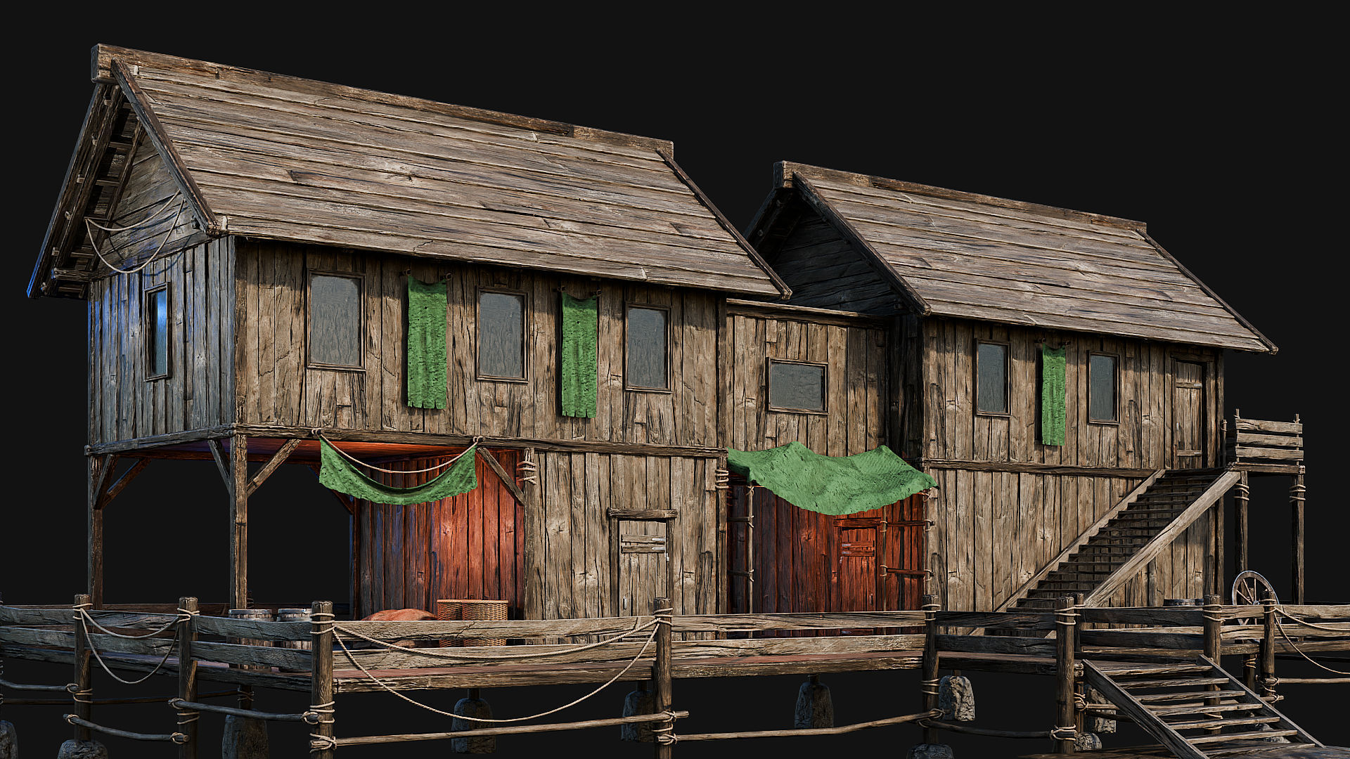 LAKE HOUSE 1 with INTERIORS 4K Low-poly 3D model_47