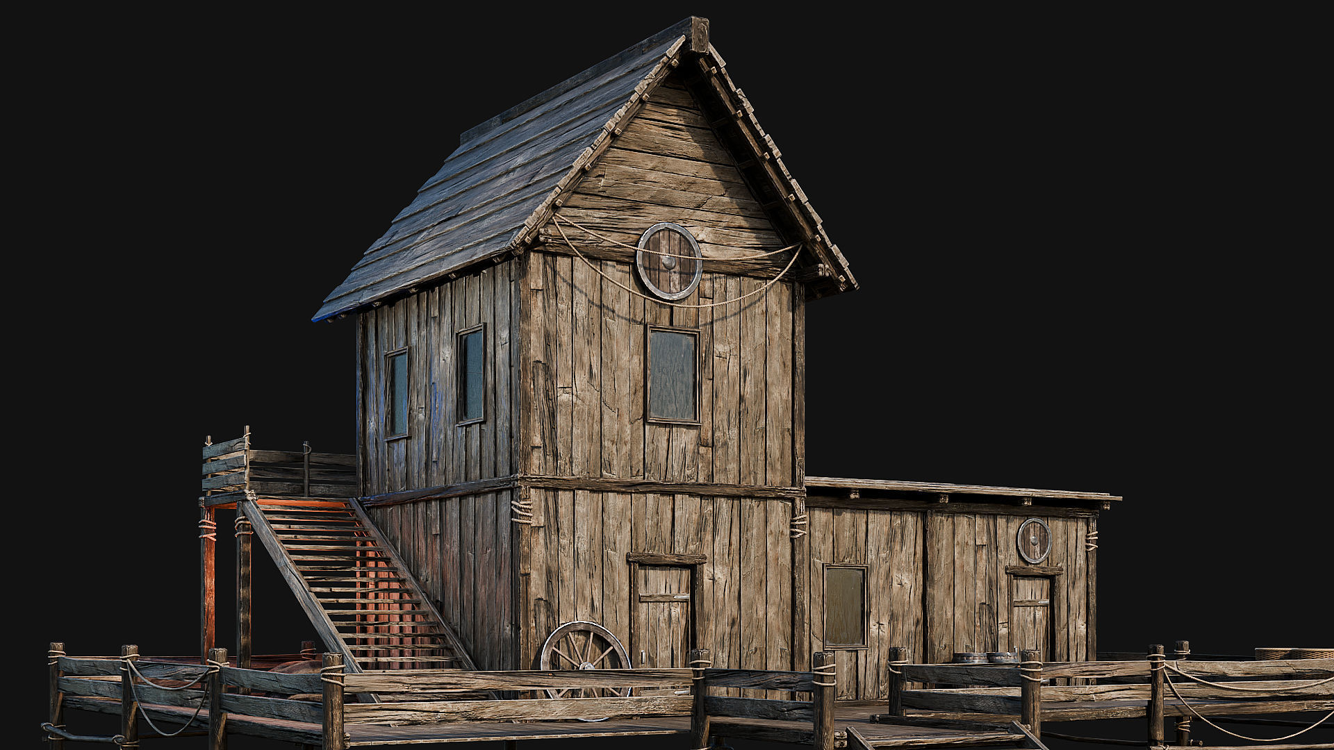 LAKE HOUSE 1 with INTERIORS 4K Low-poly 3D model_44