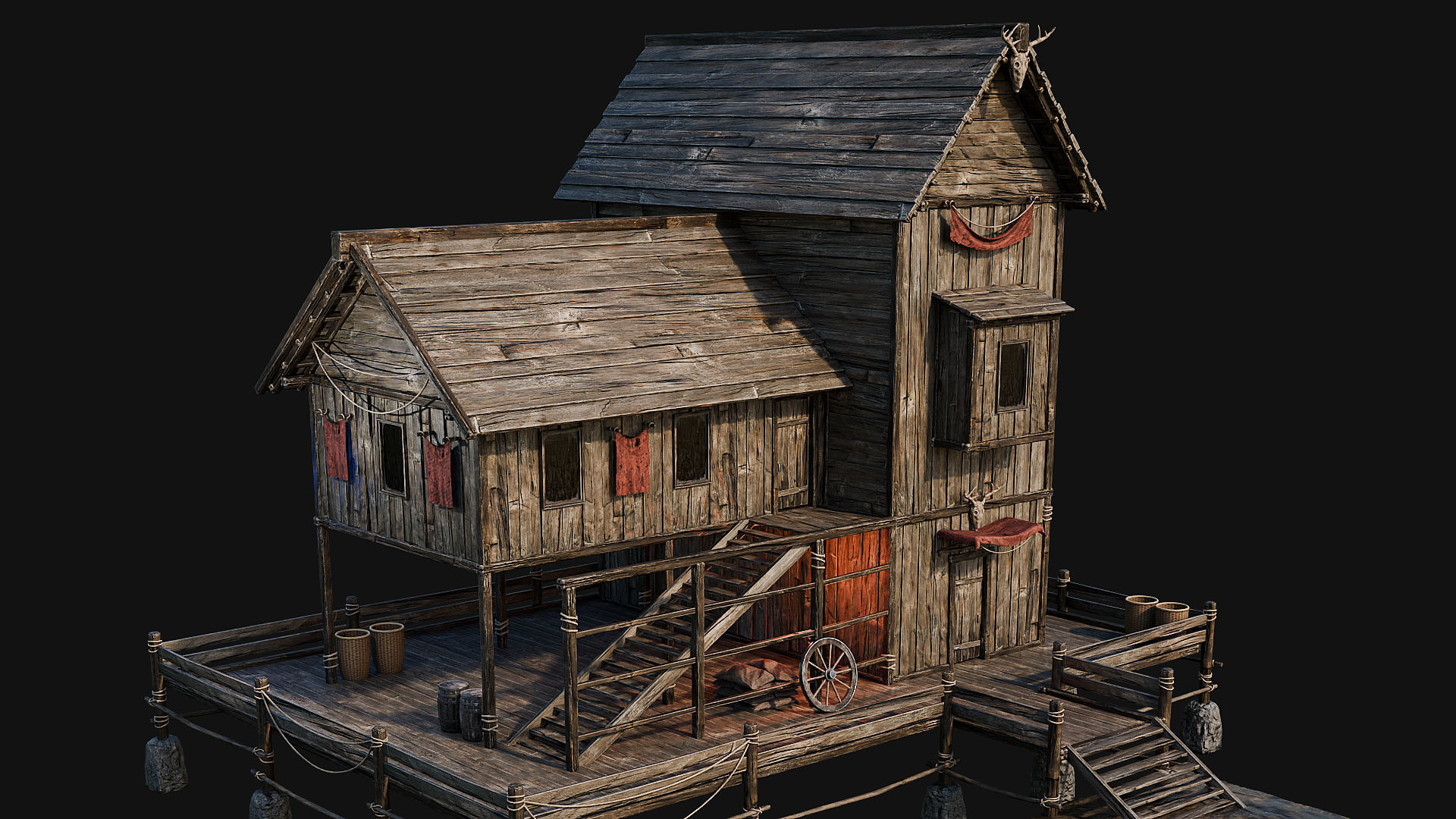 LAKE HOUSE 1 with INTERIORS 4K Low-poly 3D model_58