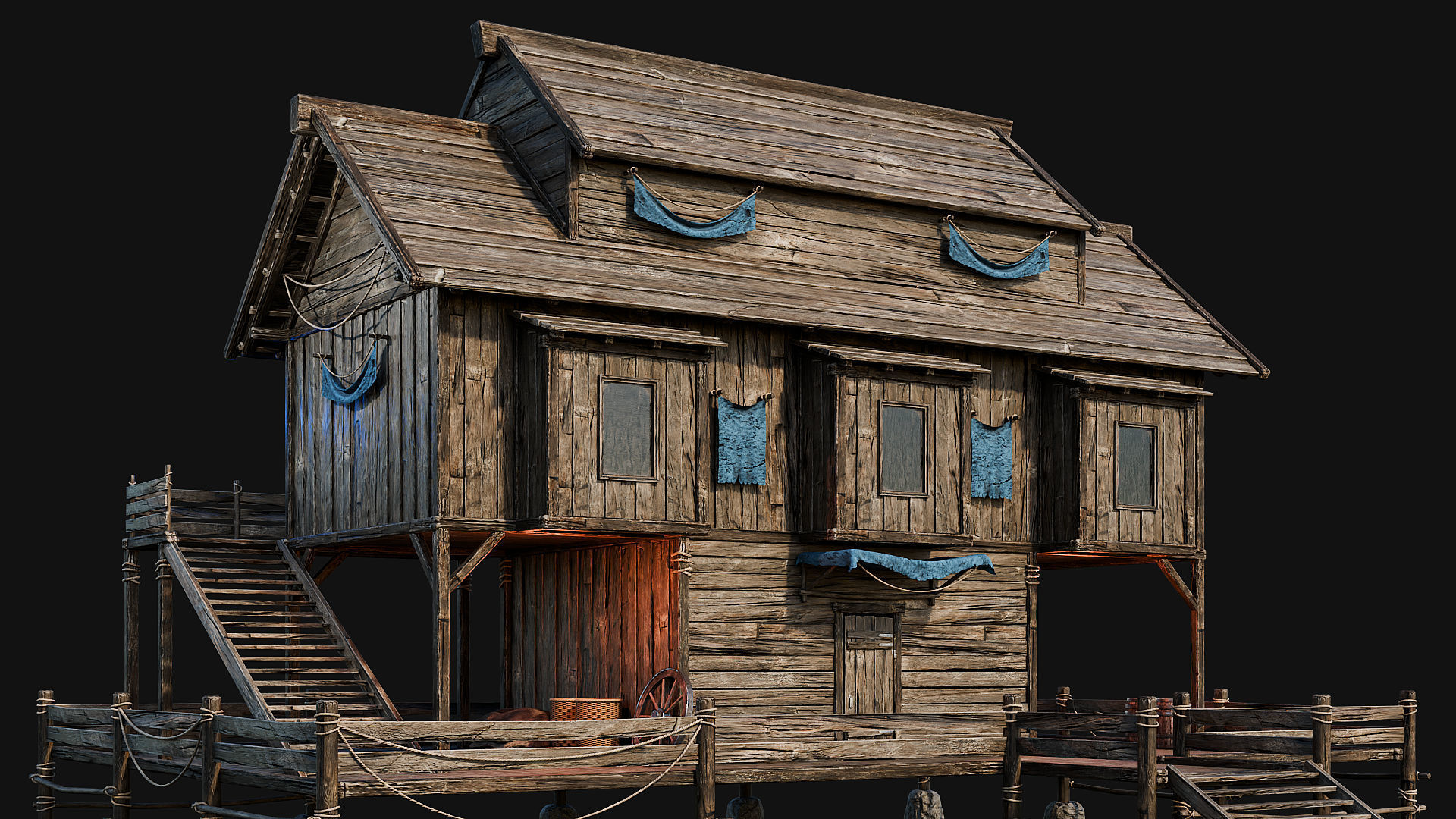 LAKE HOUSE 1 with INTERIORS 4K Low-poly 3D model_50