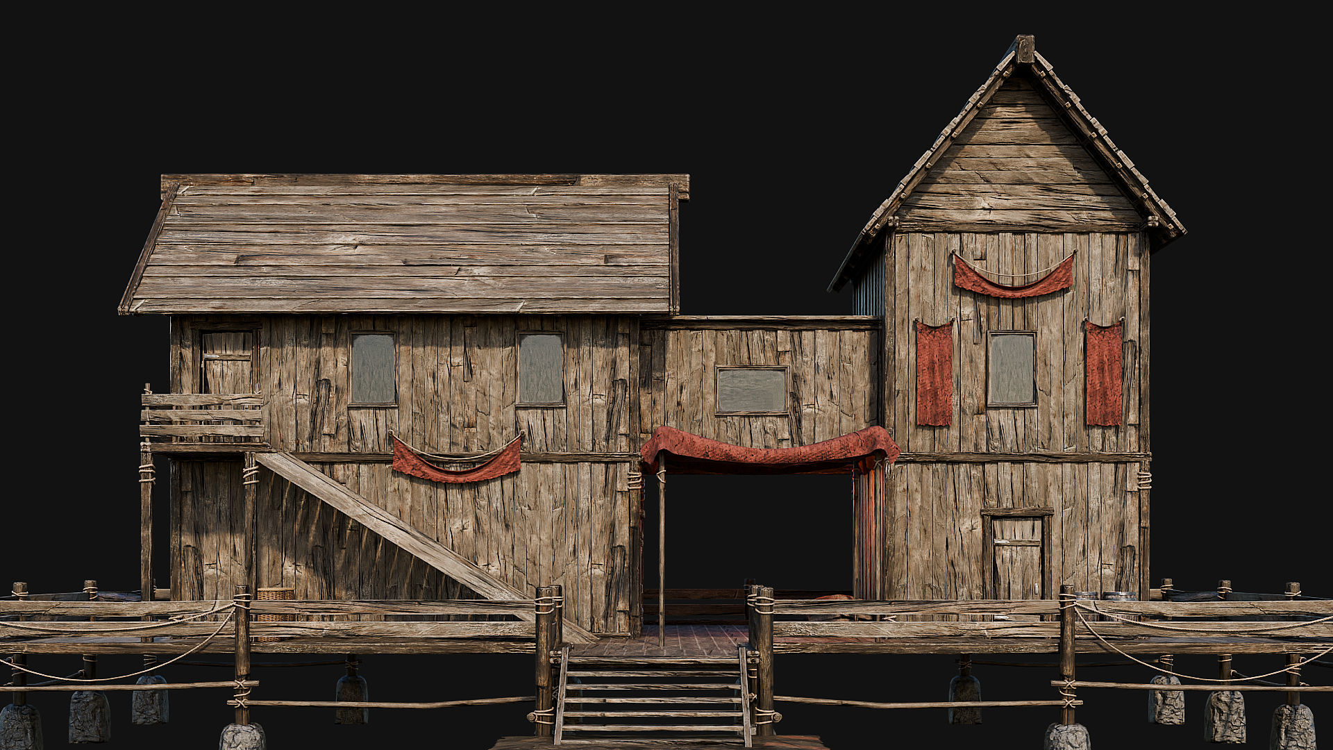 LAKE HOUSE 1 with INTERIORS 4K Low-poly 3D model_42