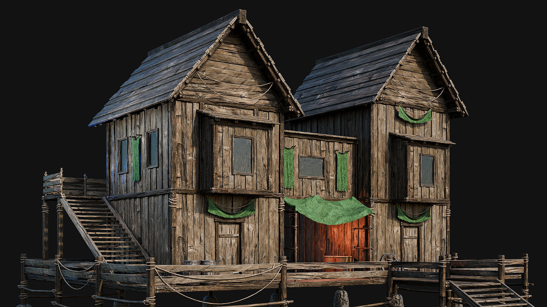 LAKE HOUSE 1 with INTERIORS 4K Low-poly 3D model_62