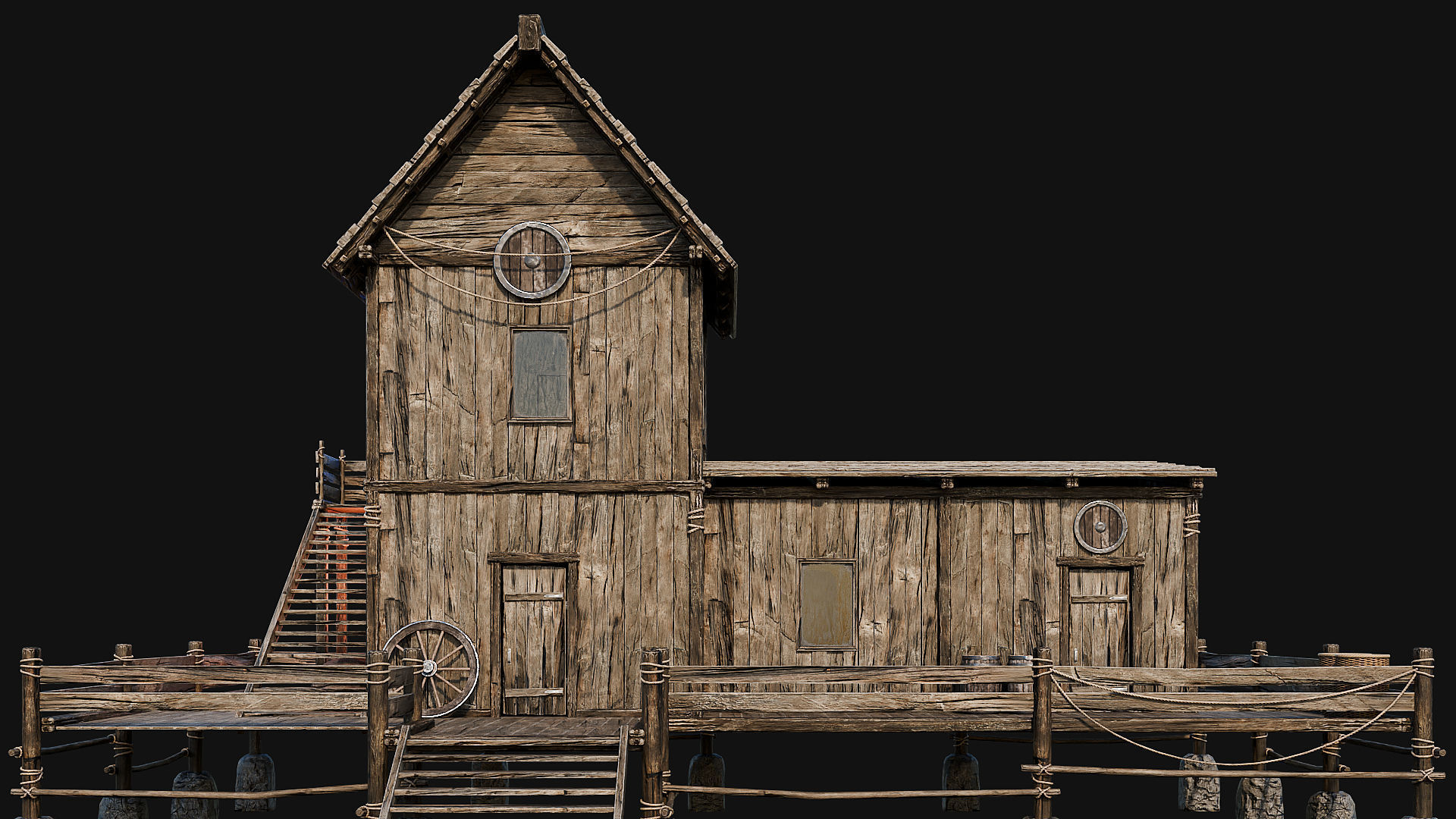 LAKE HOUSE 1 with INTERIORS 4K Low-poly 3D model_45