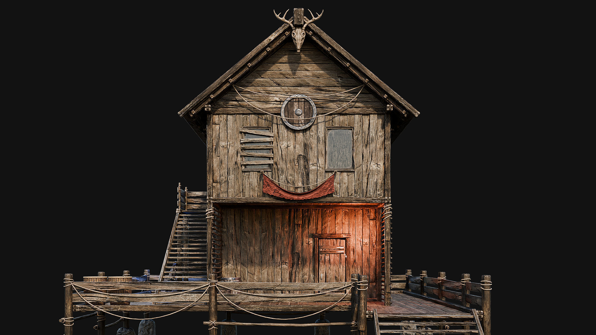 LAKE HOUSE 1 with INTERIORS 4K Low-poly 3D model_12