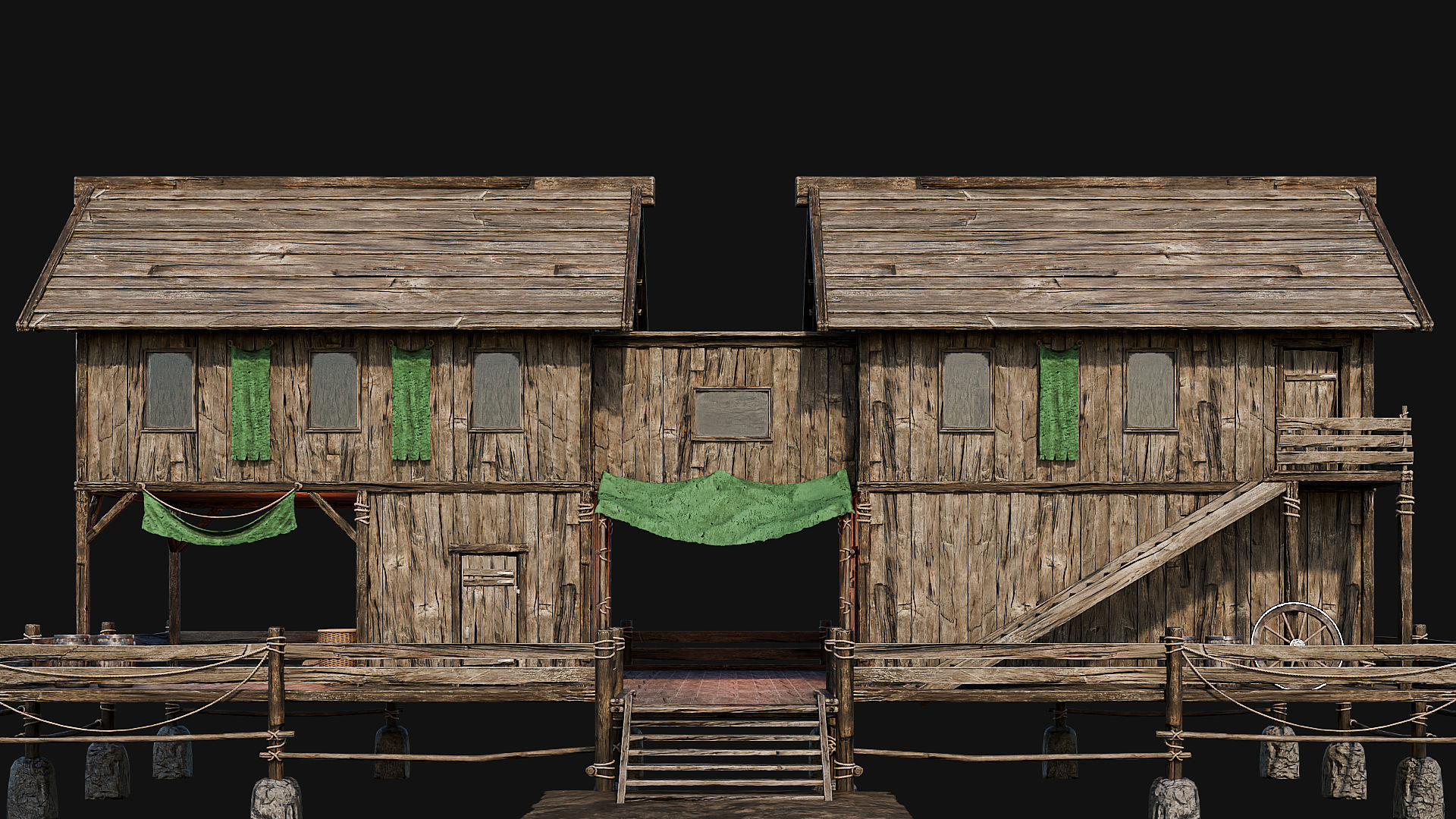 LAKE HOUSE 1 with INTERIORS 4K Low-poly 3D model_48