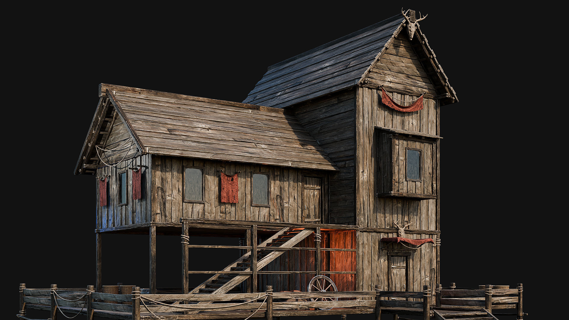 LAKE HOUSE 1 with INTERIORS 4K Low-poly 3D model_56