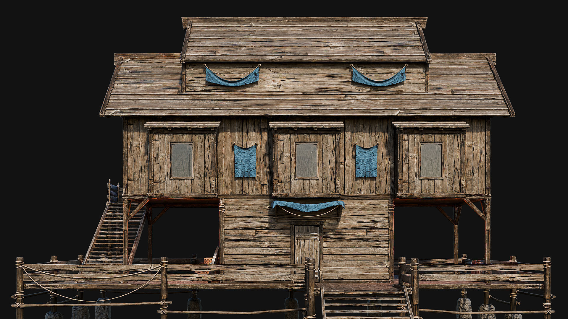 LAKE HOUSE 1 with INTERIORS 4K Low-poly 3D model_51