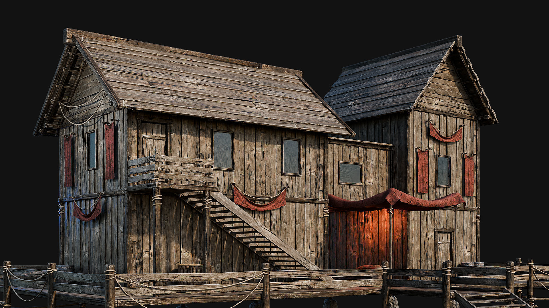 LAKE HOUSE 1 with INTERIORS 4K Low-poly 3D model_41