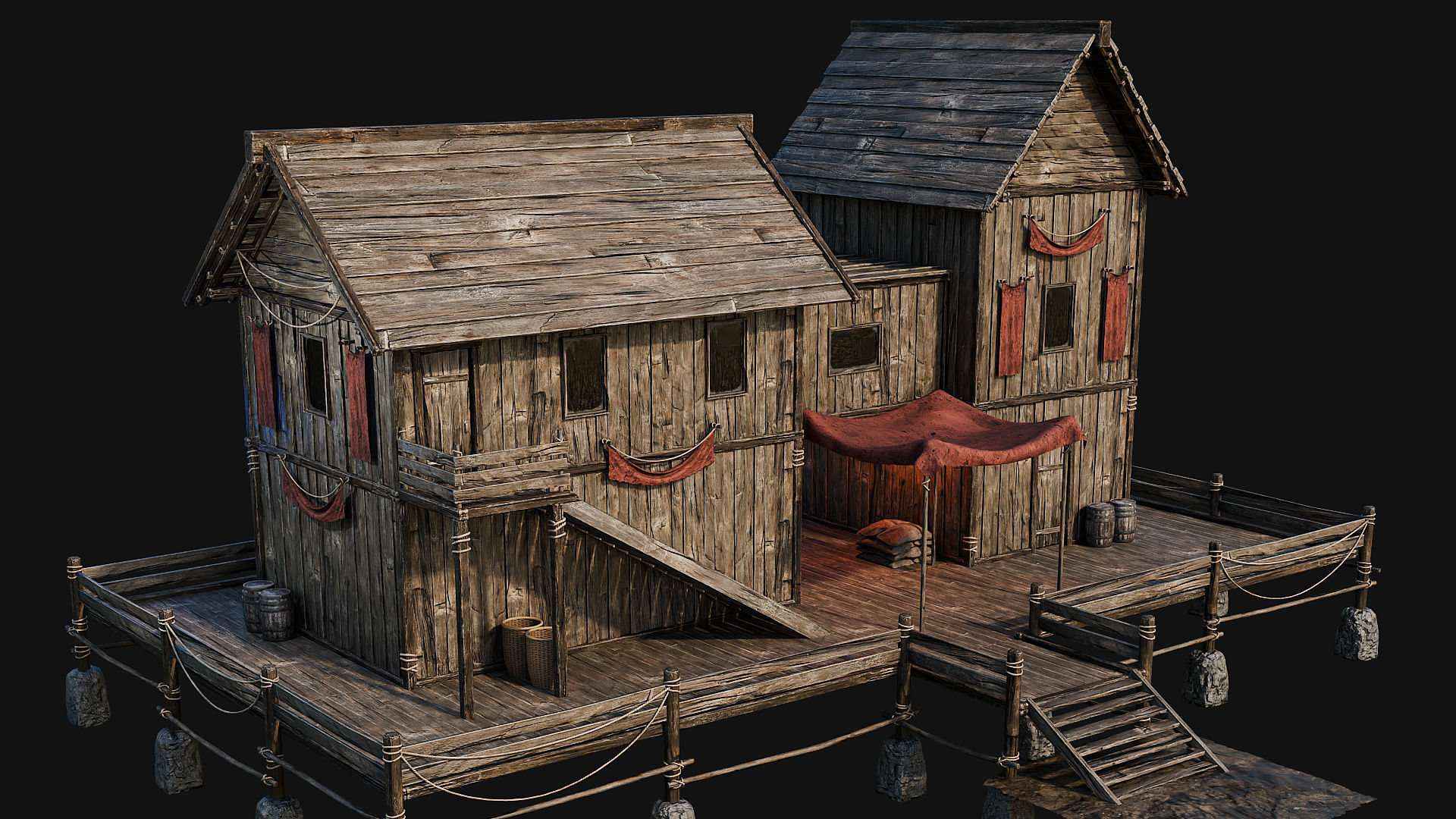 LAKE HOUSE 1 with INTERIORS 4K Low-poly 3D model_43