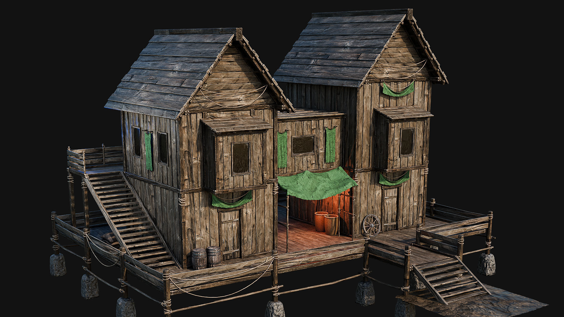 LAKE HOUSE 1 with INTERIORS 4K Low-poly 3D model_64