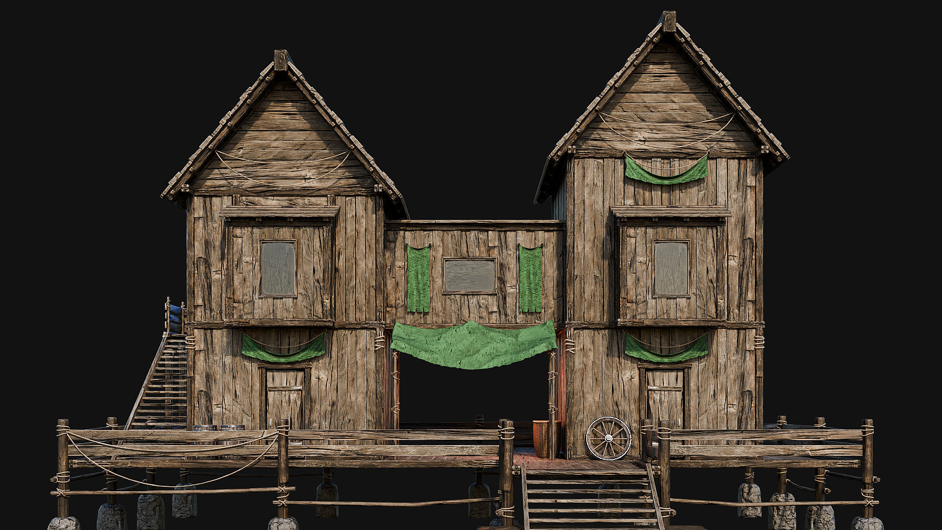 LAKE HOUSE 1 with INTERIORS 4K Low-poly 3D model_63