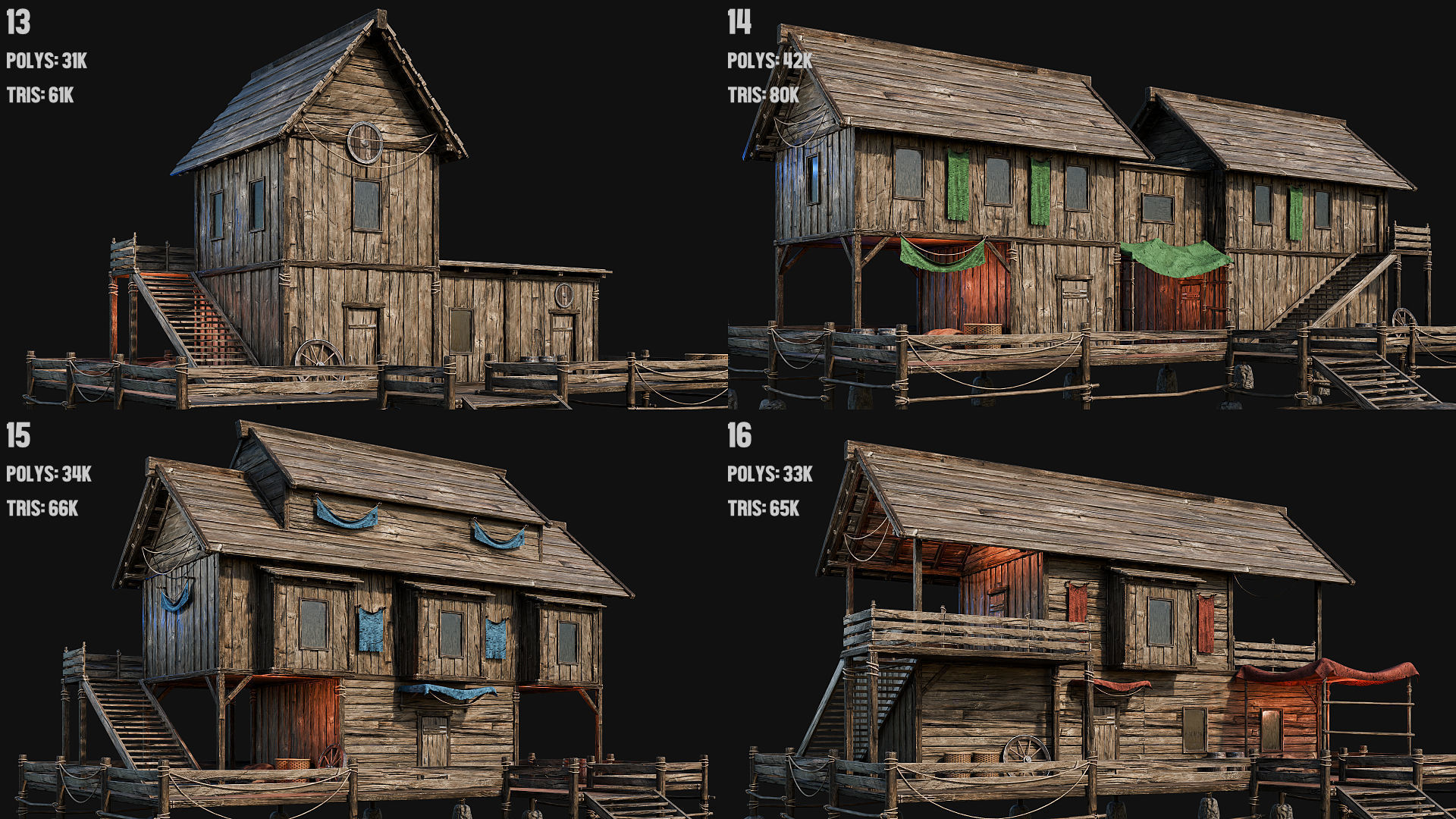 LAKE HOUSE 1 with INTERIORS 4K Low-poly 3D model_4