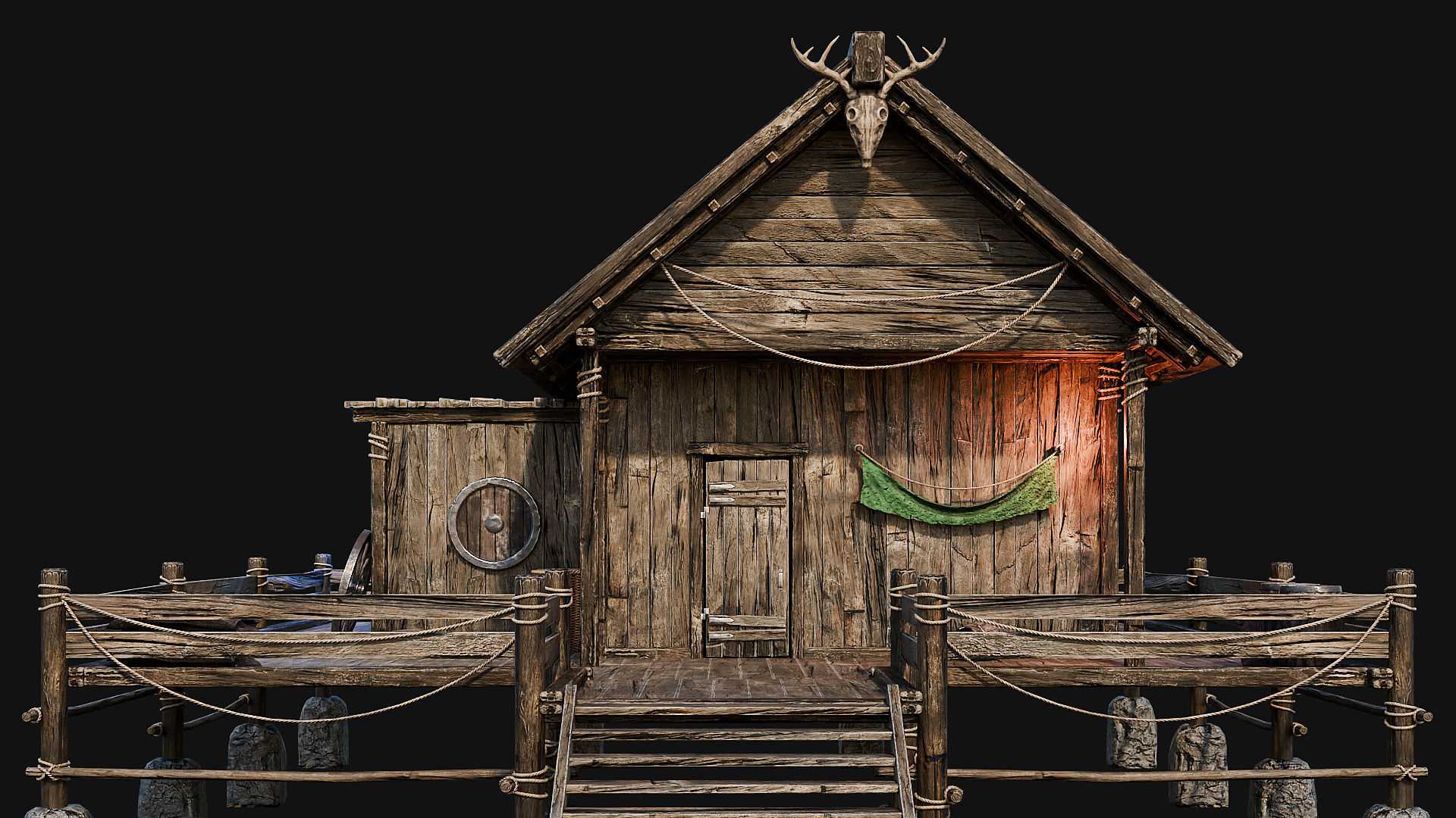 LAKE HOUSE 1 with INTERIORS 4K Low-poly 3D model_15