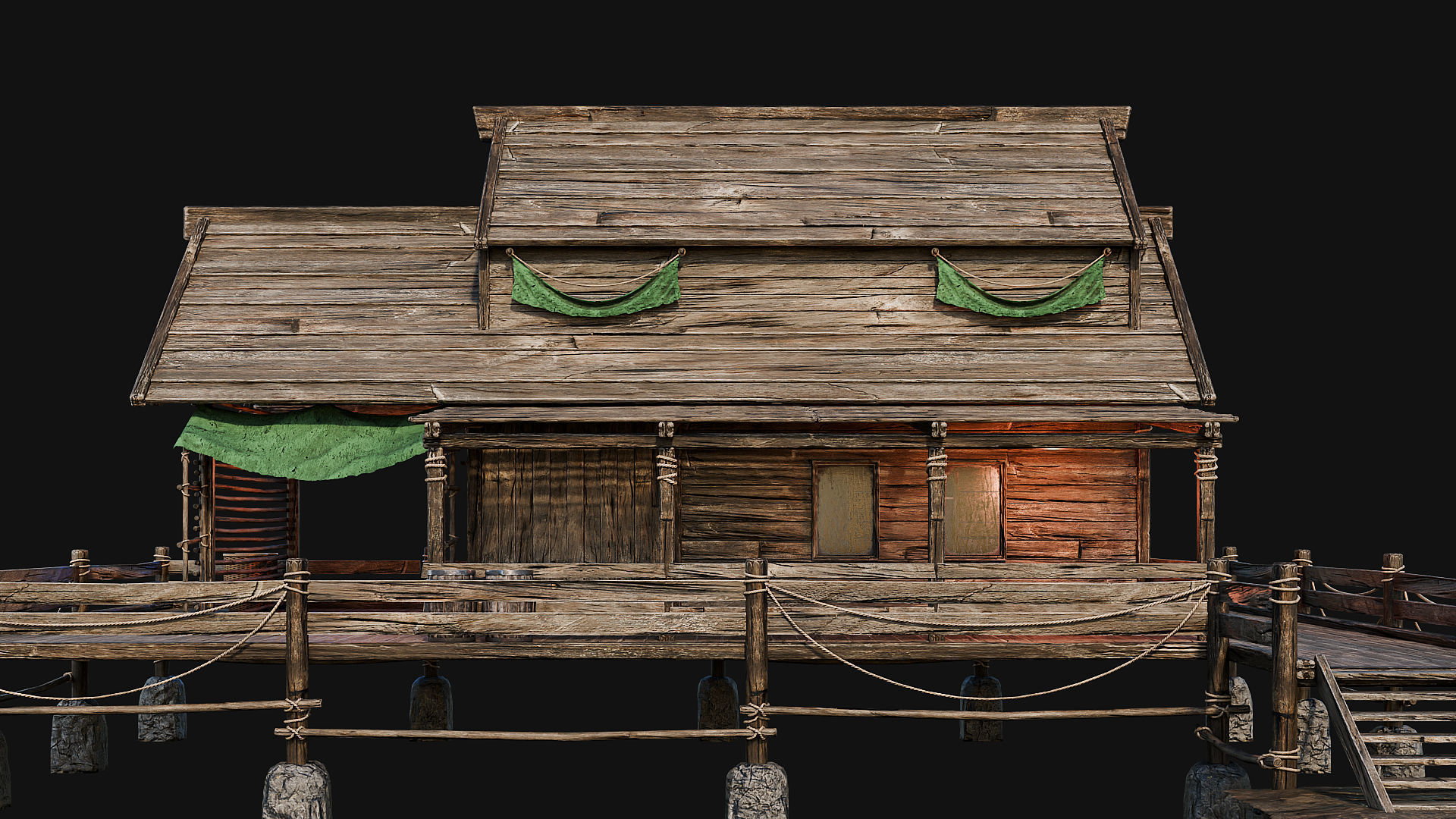 LAKE HOUSE 1 with INTERIORS 4K Low-poly 3D model_36