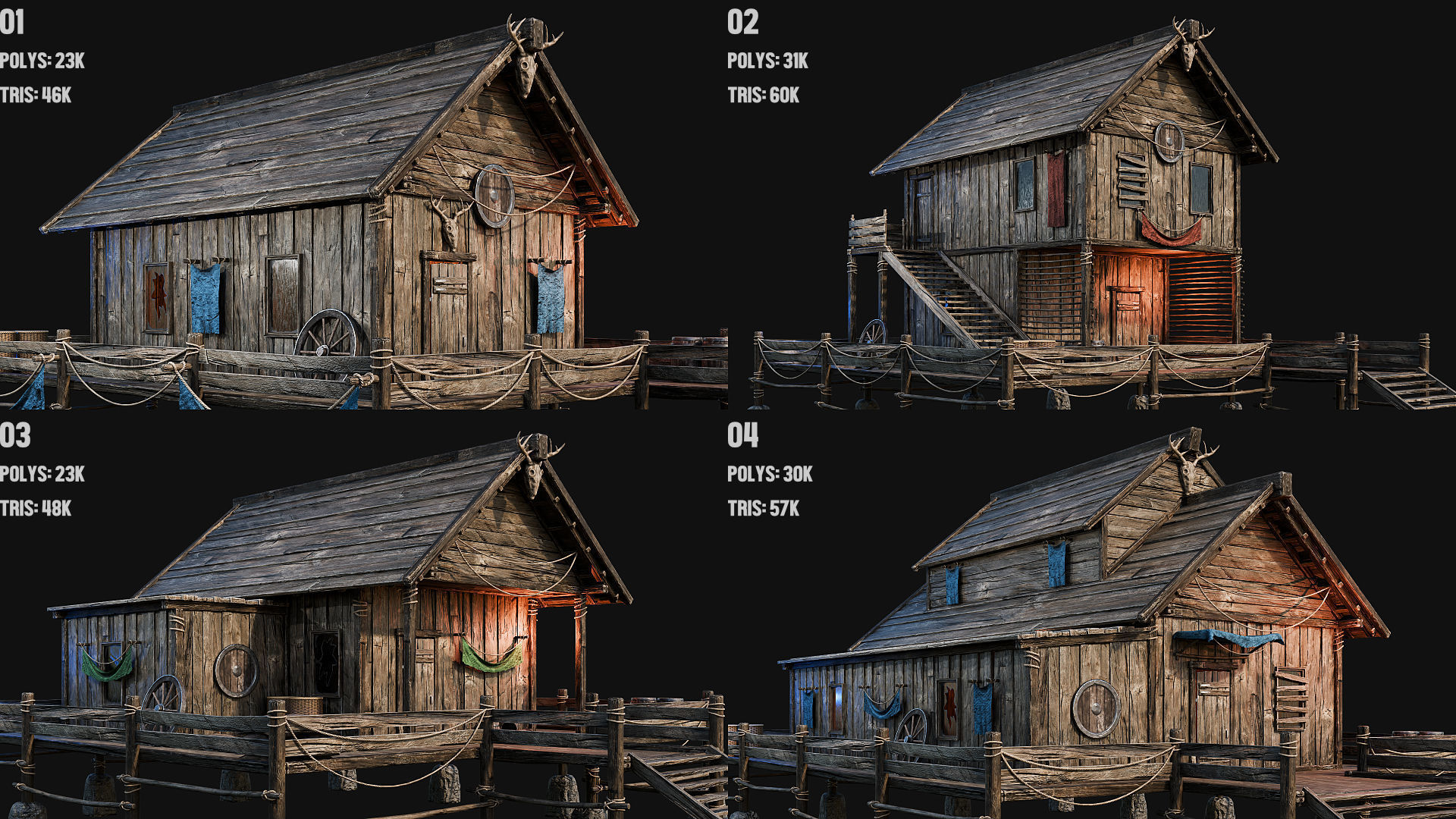 LAKE HOUSE 1 with INTERIORS 4K Low-poly 3D model_1