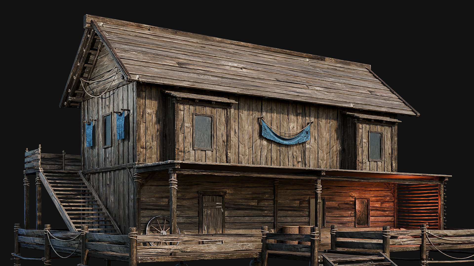 LAKE HOUSE 1 with INTERIORS 4K Low-poly 3D model_59