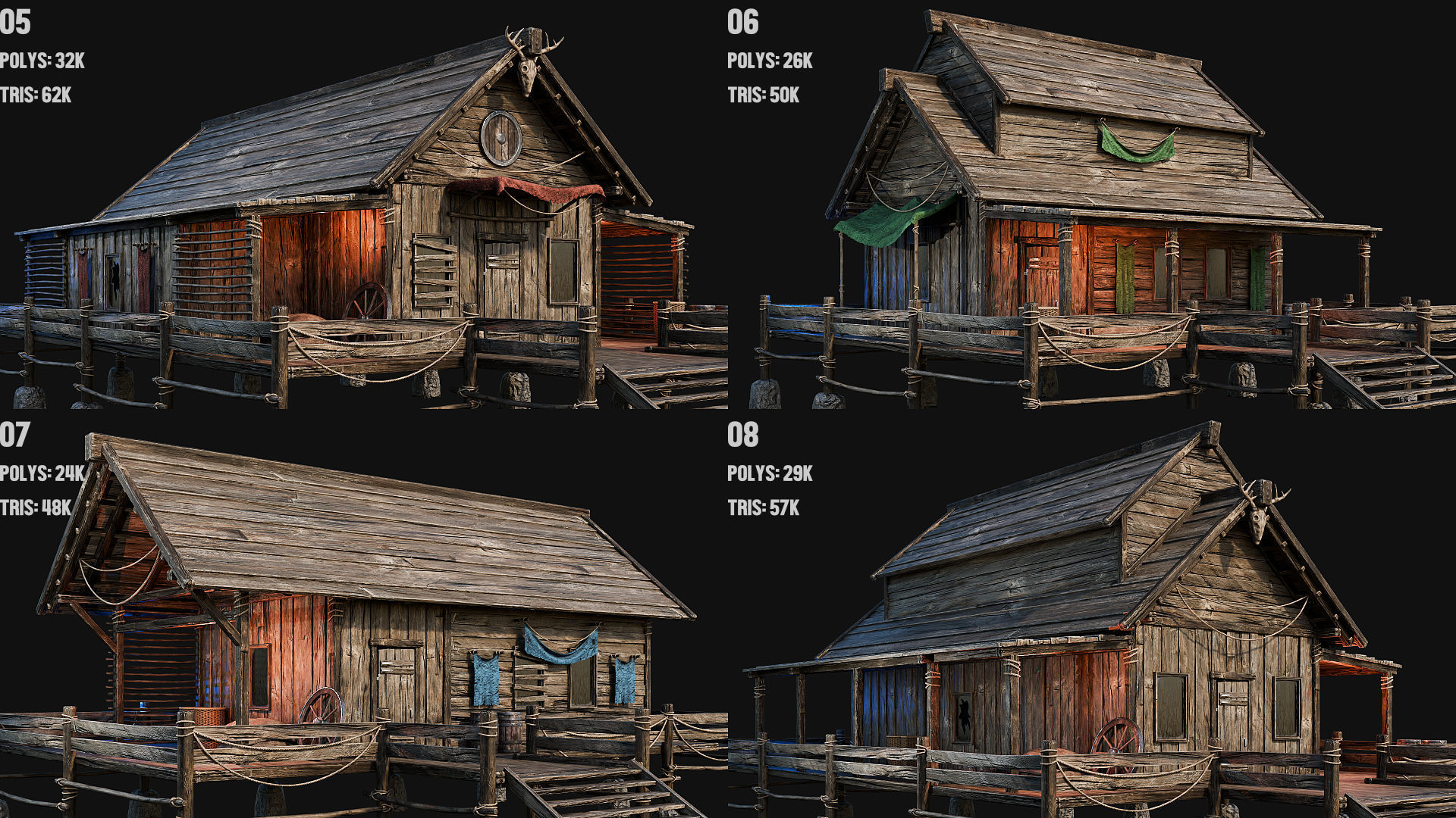 LAKE HOUSE 1 with INTERIORS 4K Low-poly 3D model_2