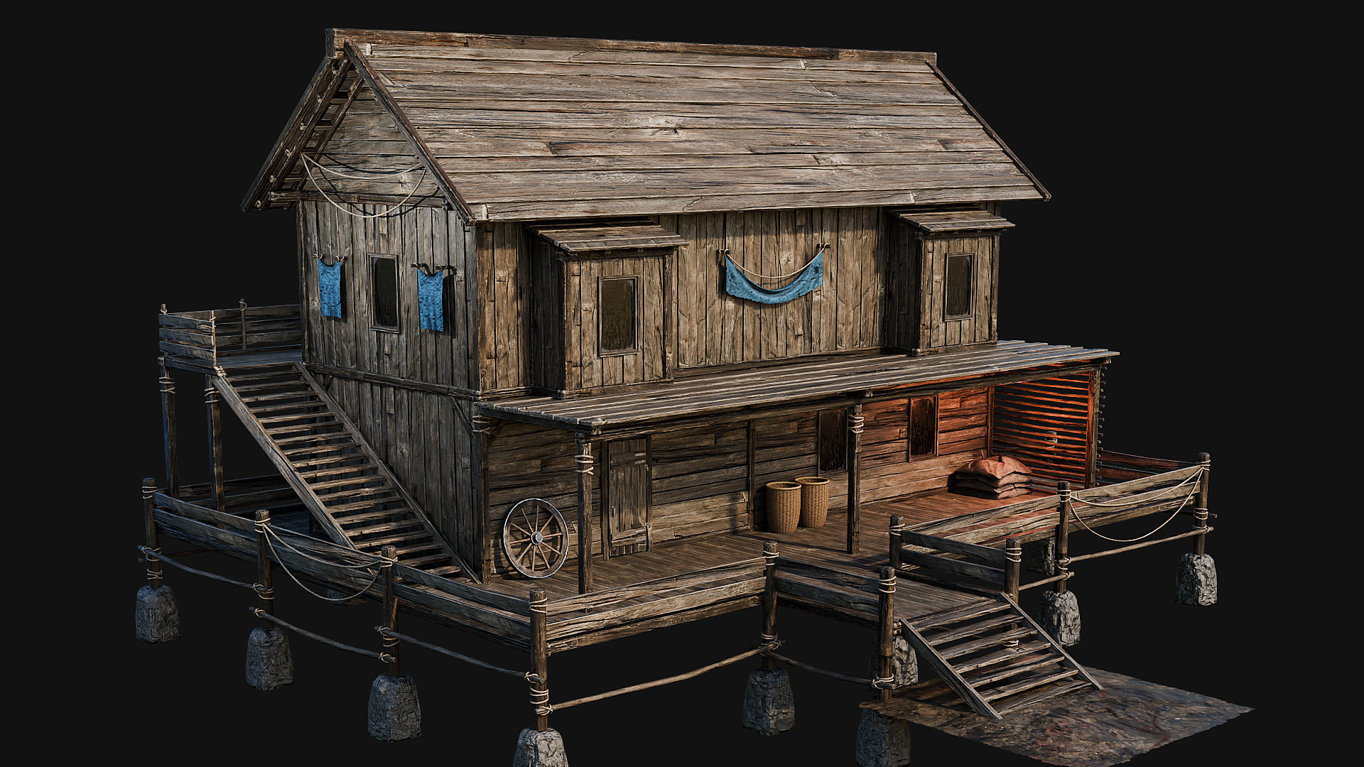 LAKE HOUSE 1 with INTERIORS 4K Low-poly 3D model_61