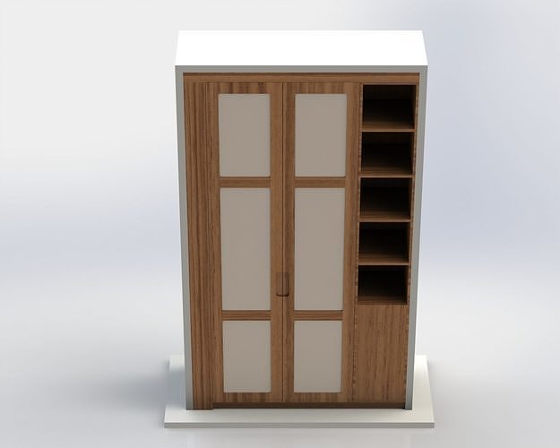 Elegant Bookshelf with Decorative Doors and Compact Storage  3D print model