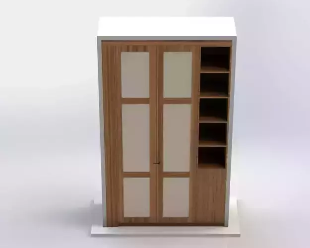 Elegant Bookshelf with Decorative Doors and Compact Storage  3D print model