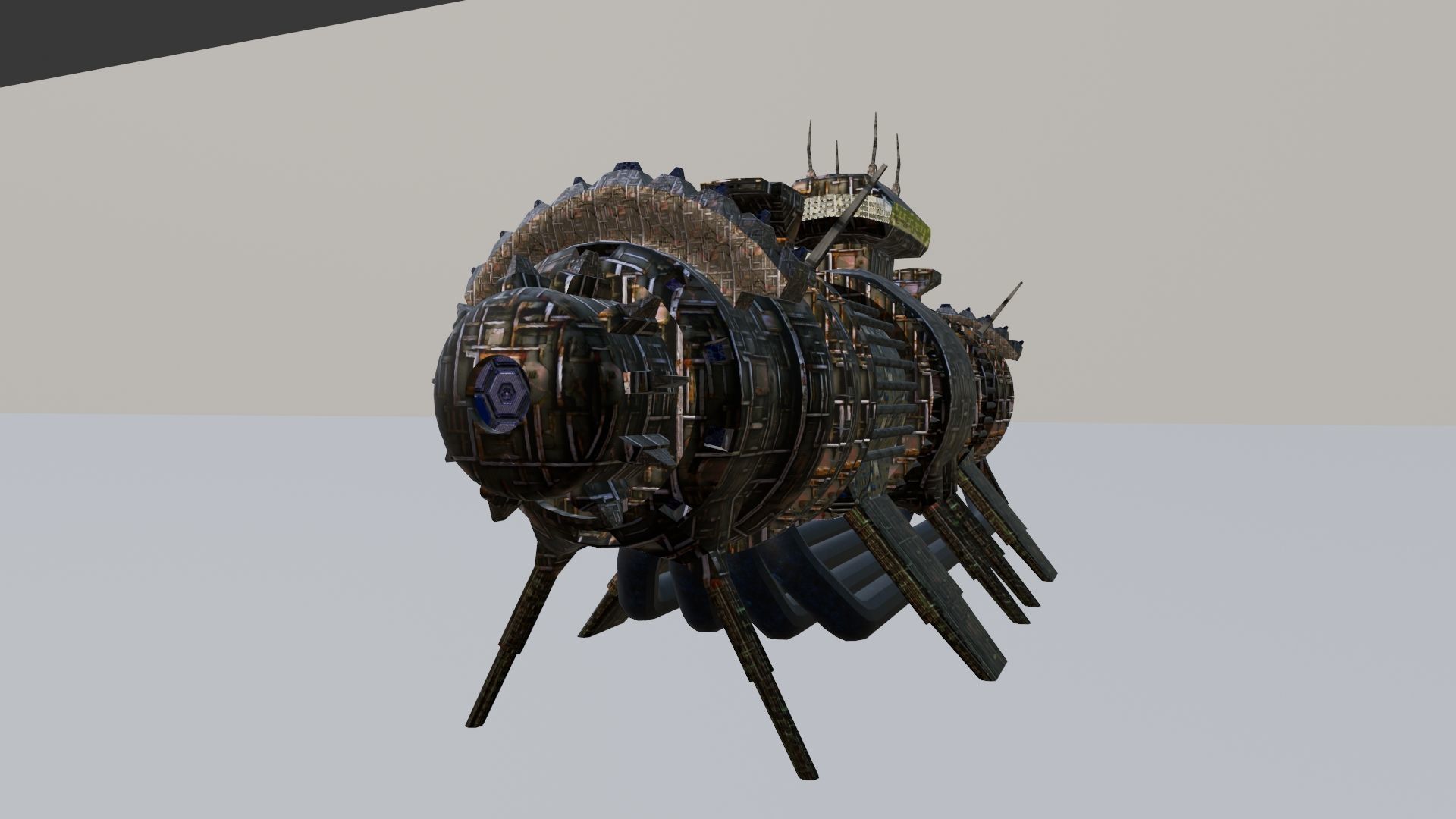 Space Mining building refinery  facility 319 Low-poly 3D model_6