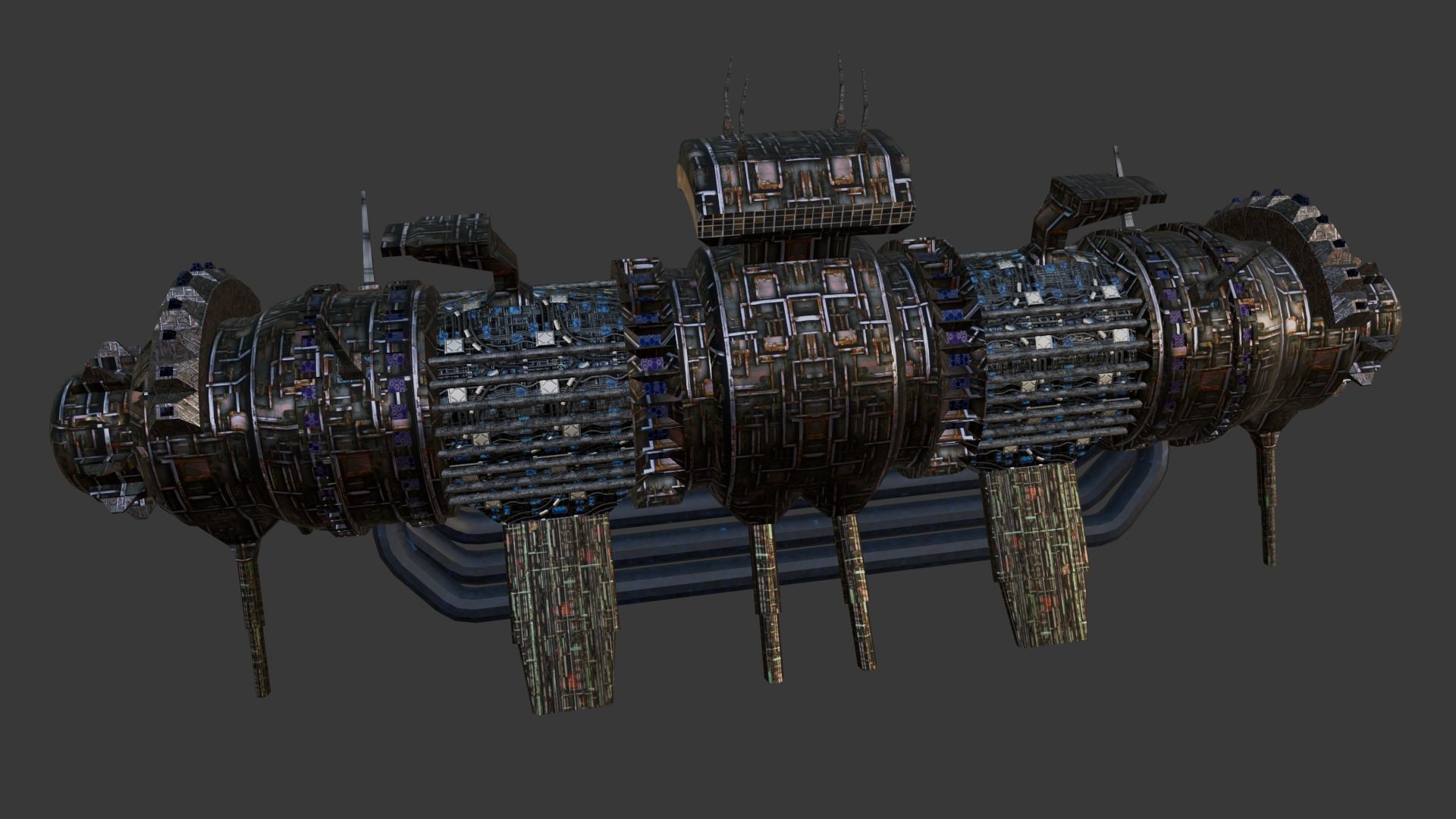 Space Mining building refinery  facility 319 Low-poly 3D model_1