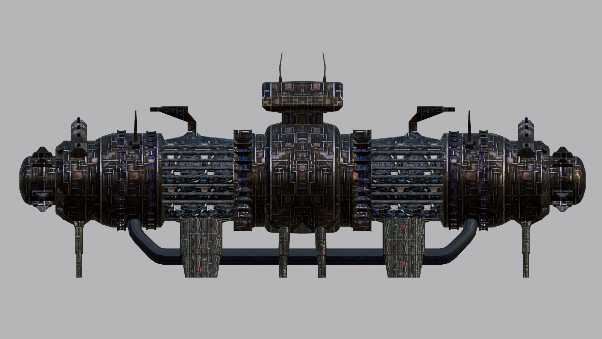 Space Mining building refinery  facility 319 Low-poly 3D model_4