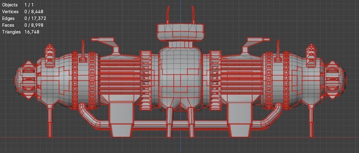 Space Mining building refinery  facility 319 Low-poly 3D model_8