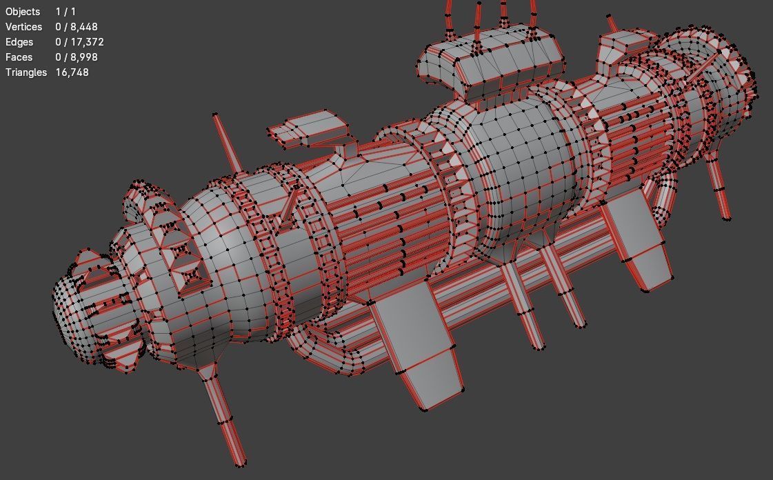 Space Mining building refinery  facility 319 Low-poly 3D model_10
