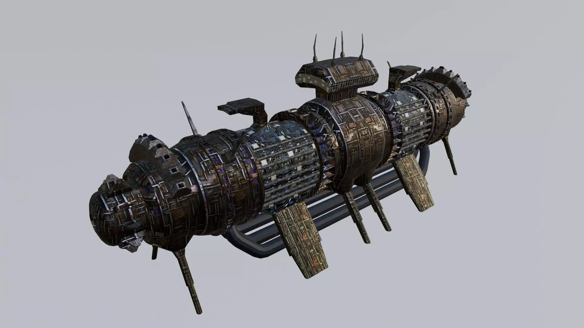 Space Mining building refinery  facility 319 Low-poly 3D model_0