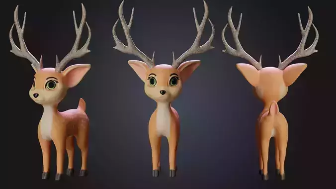 Cute Cartoon Deer Rigged