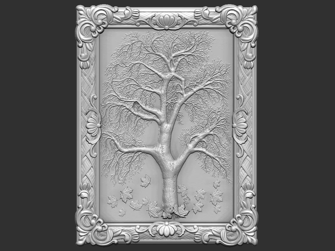 antique tree with frame 3D model_7