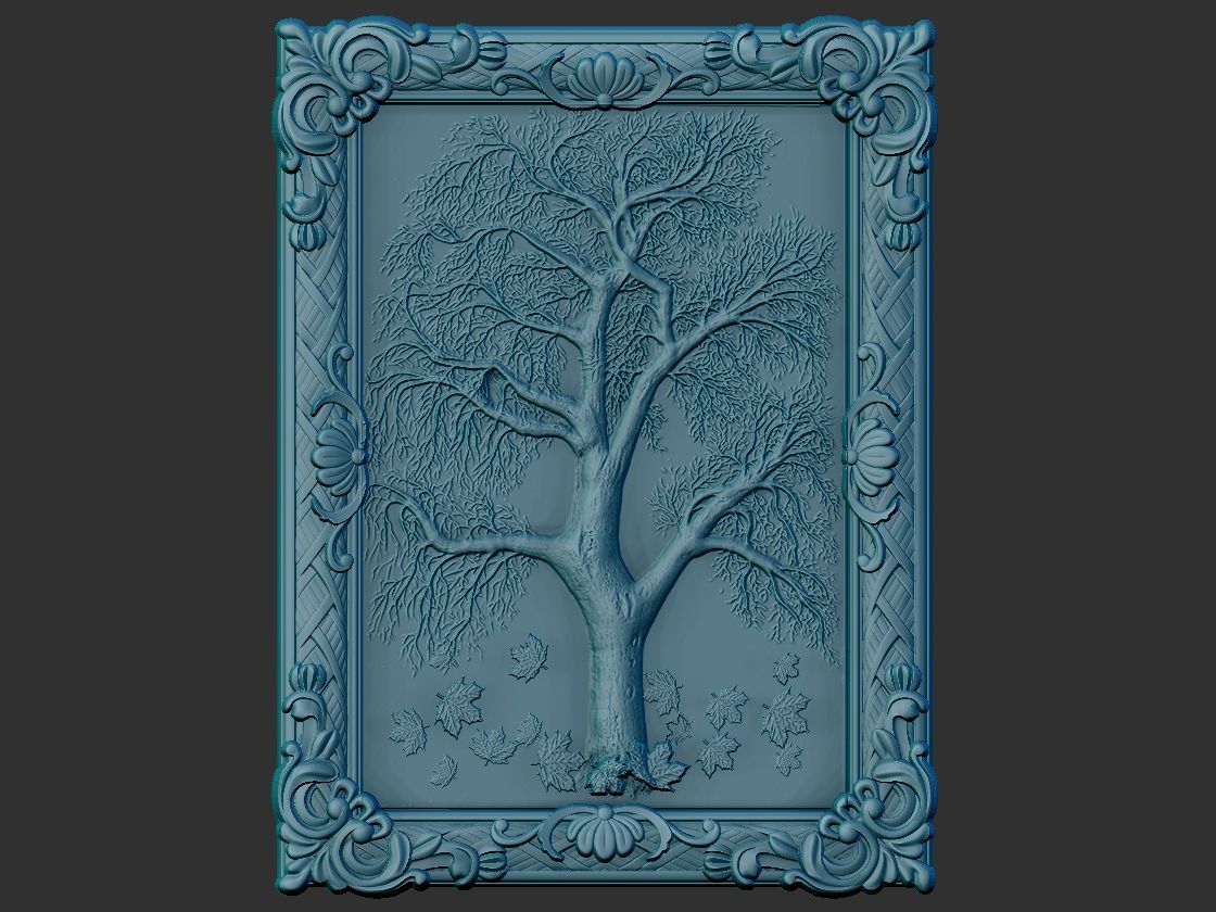 antique tree with frame 3D model_13