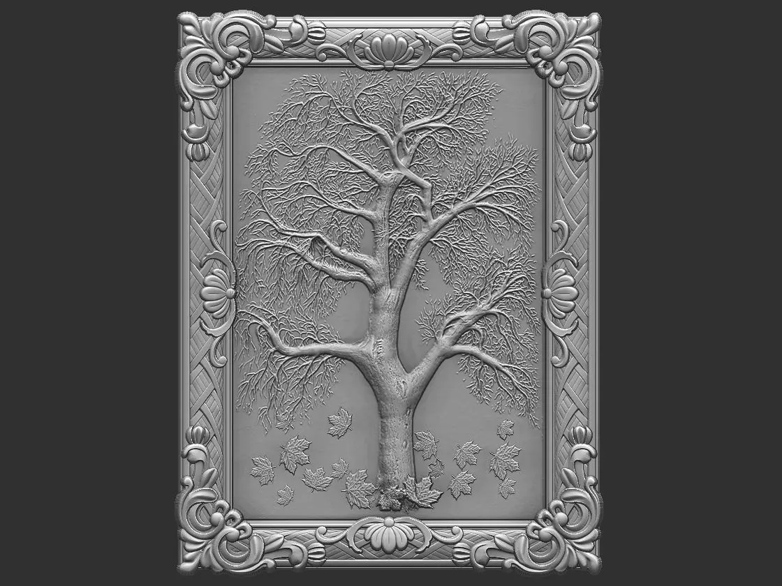 antique tree with frame 3D model_0