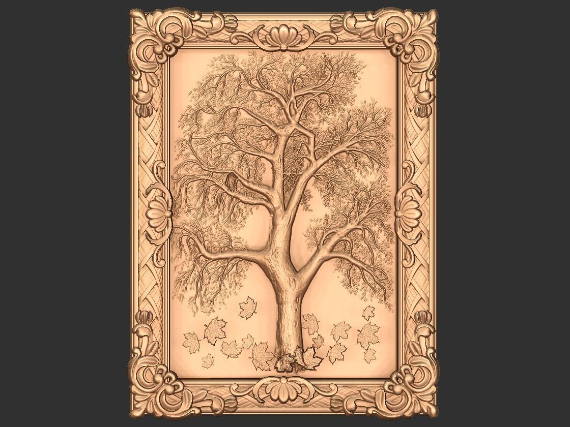 antique tree with frame 3D model_11