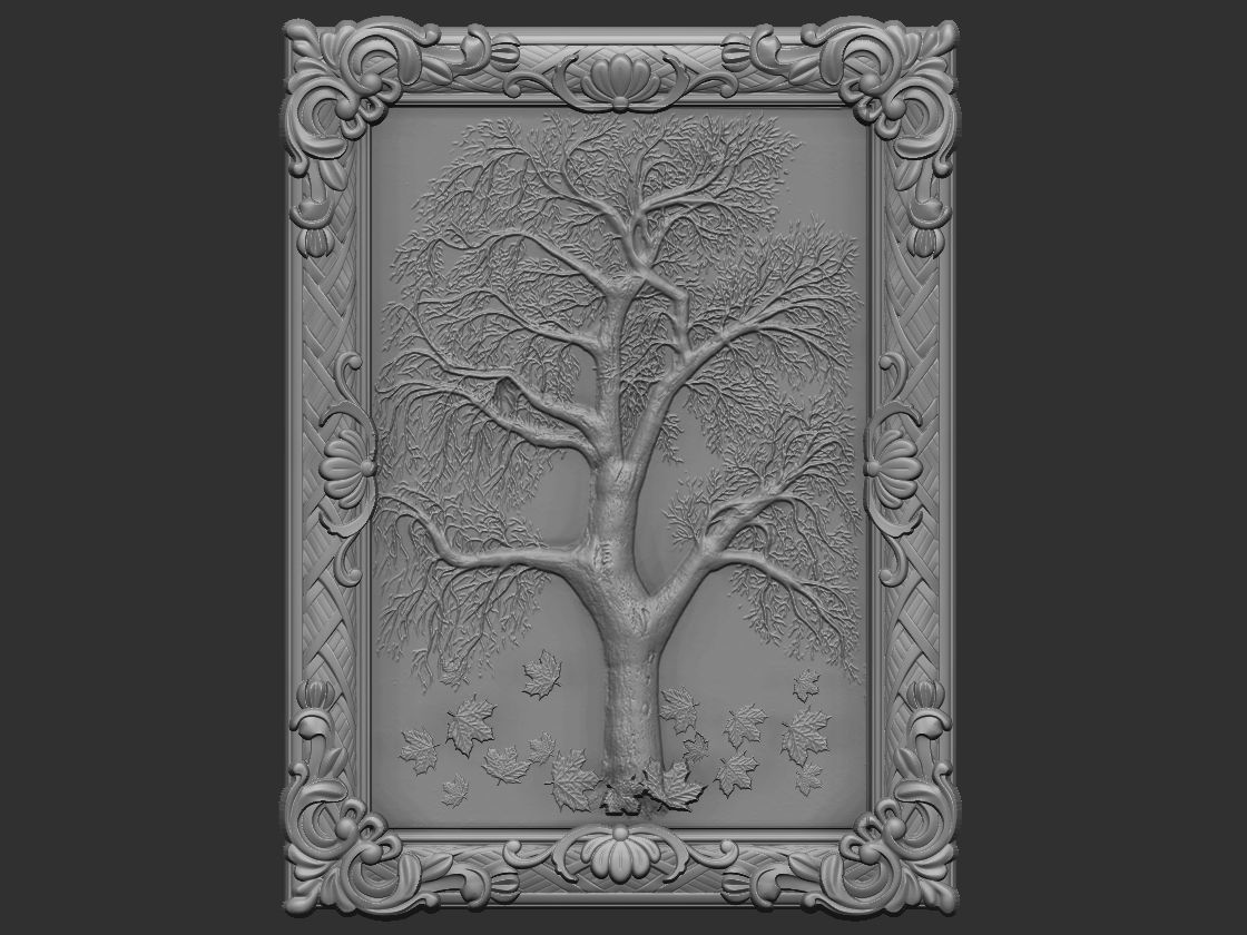 antique tree with frame 3D model_4
