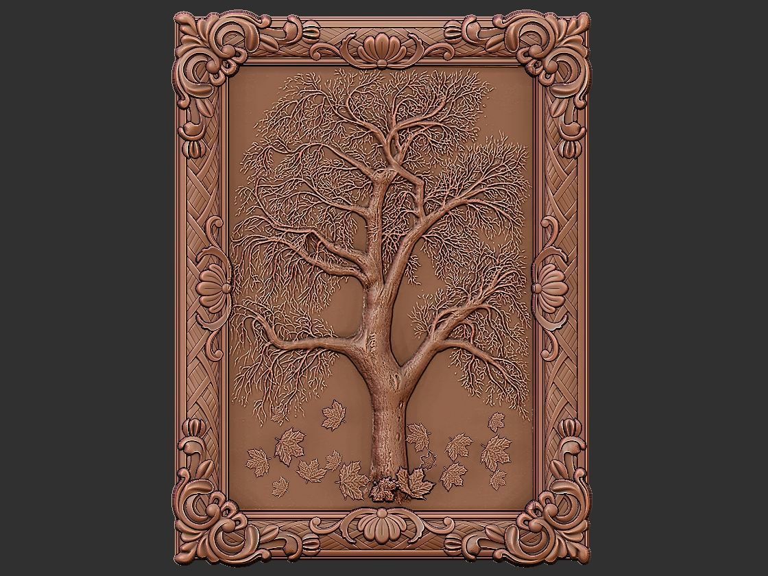 antique tree with frame 3D model_1