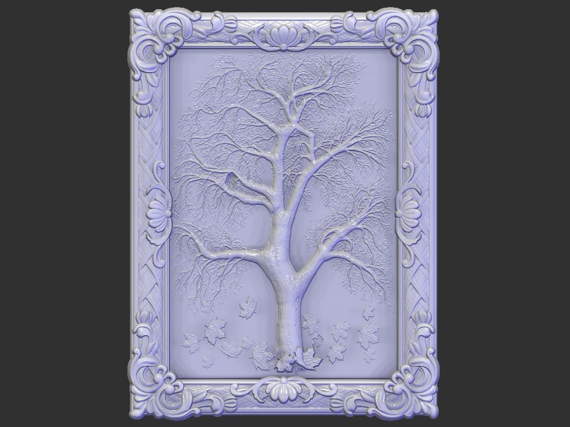 antique tree with frame 3D model_9