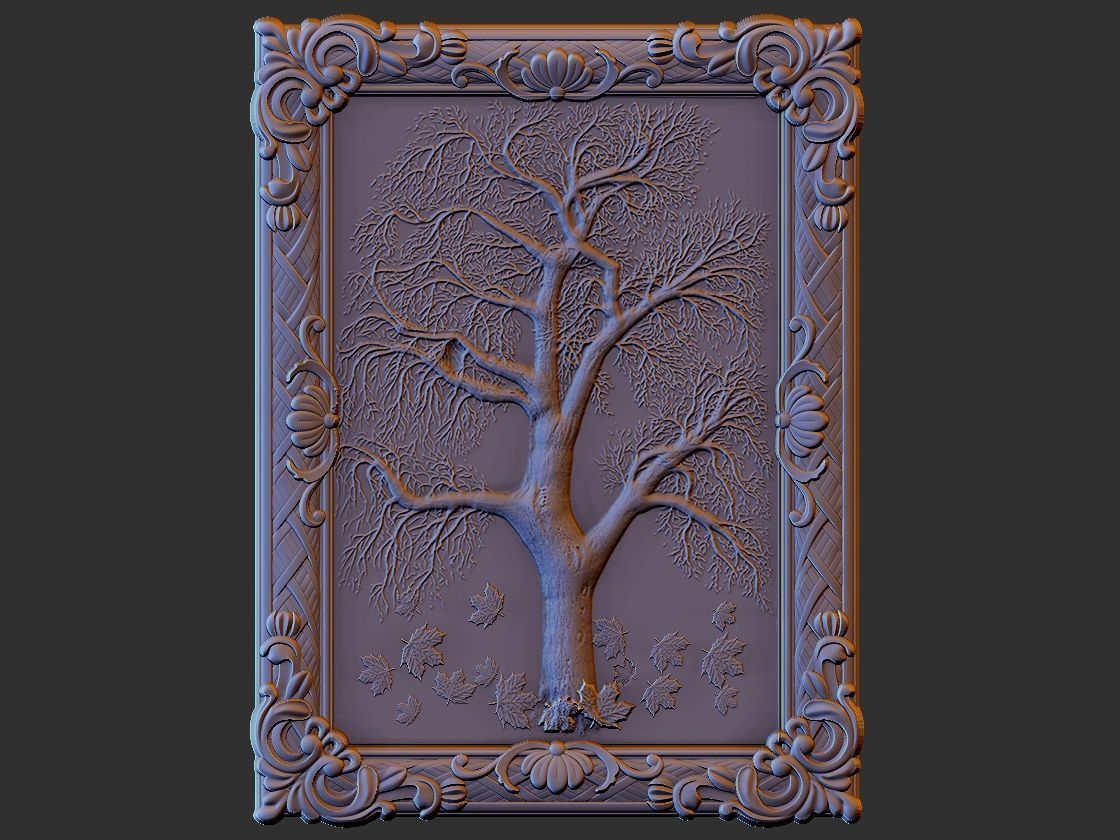 antique tree with frame 3D model_3
