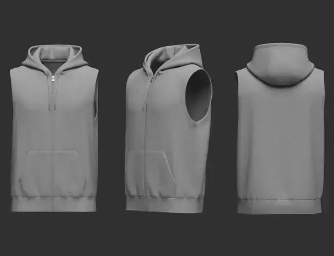 Male Sleeveless Hoodie 3D model