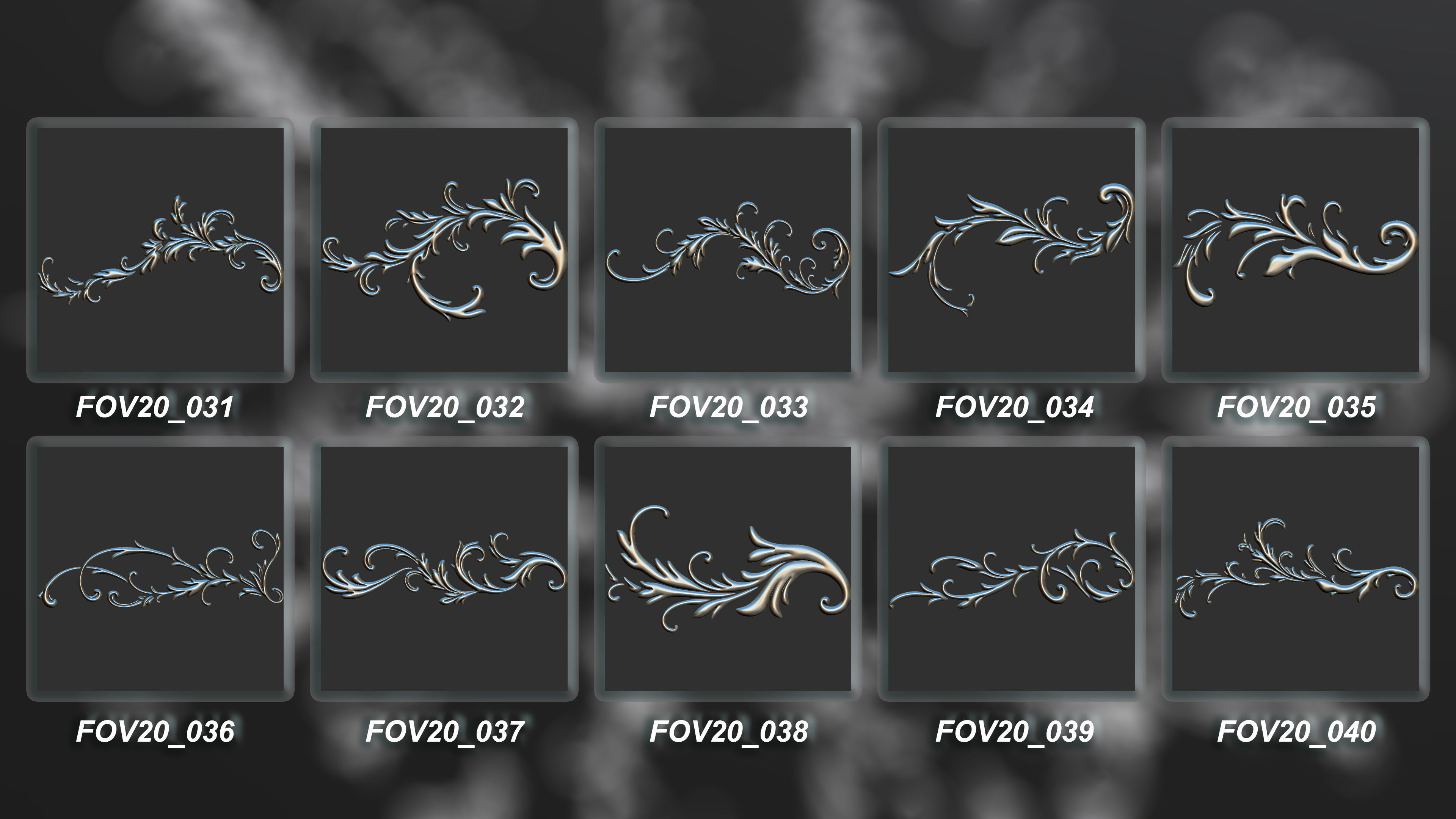 94 Ornamental Elements Brush  Alpha  3D Model Vol 20 Low-poly 3D model_4