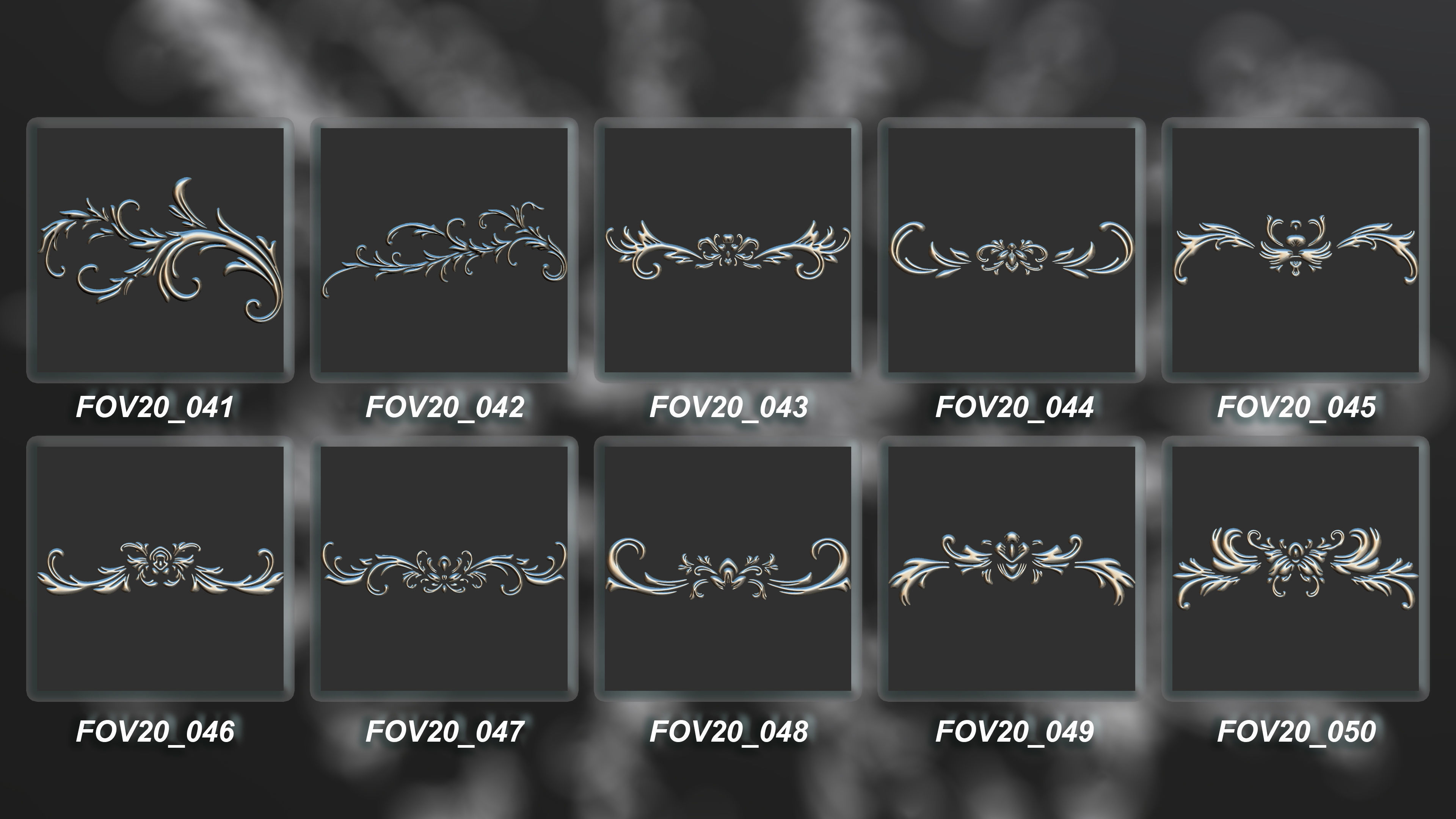 94 Ornamental Elements Brush  Alpha  3D Model Vol 20 Low-poly 3D model_5