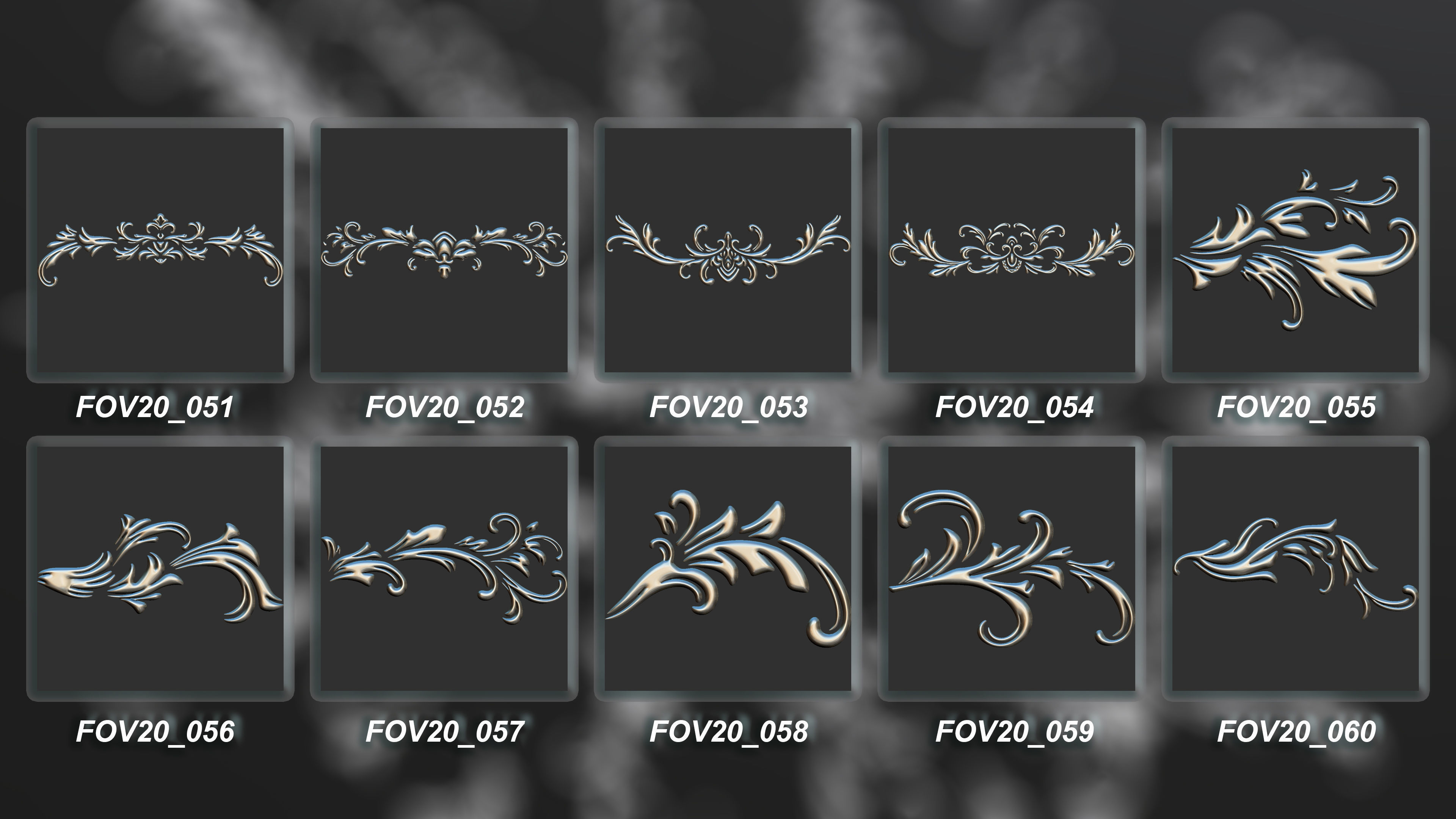 94 Ornamental Elements Brush  Alpha  3D Model Vol 20 Low-poly 3D model_6